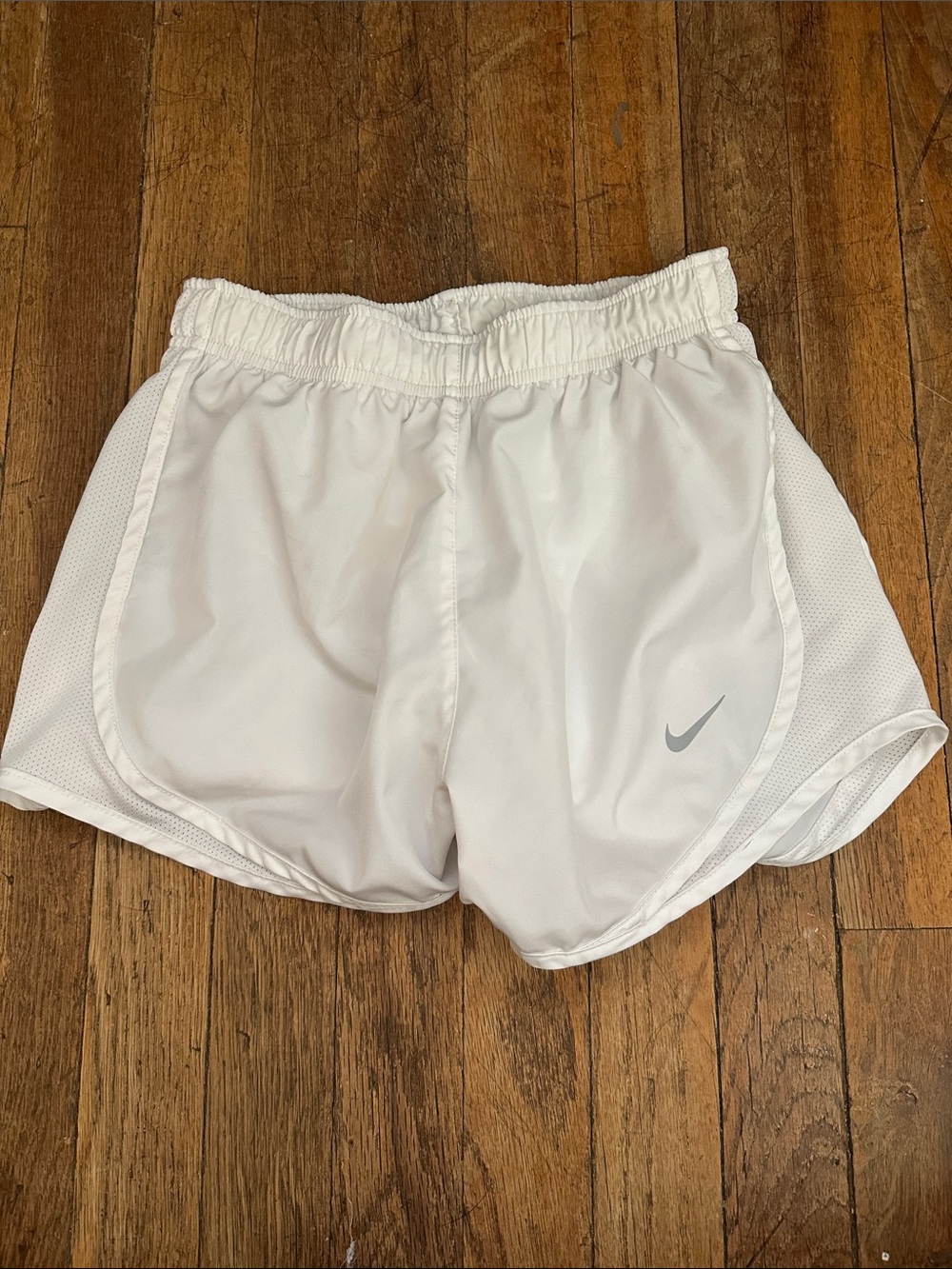 Nike Women's White Athletic Running Shorts with Reflective Swoosh